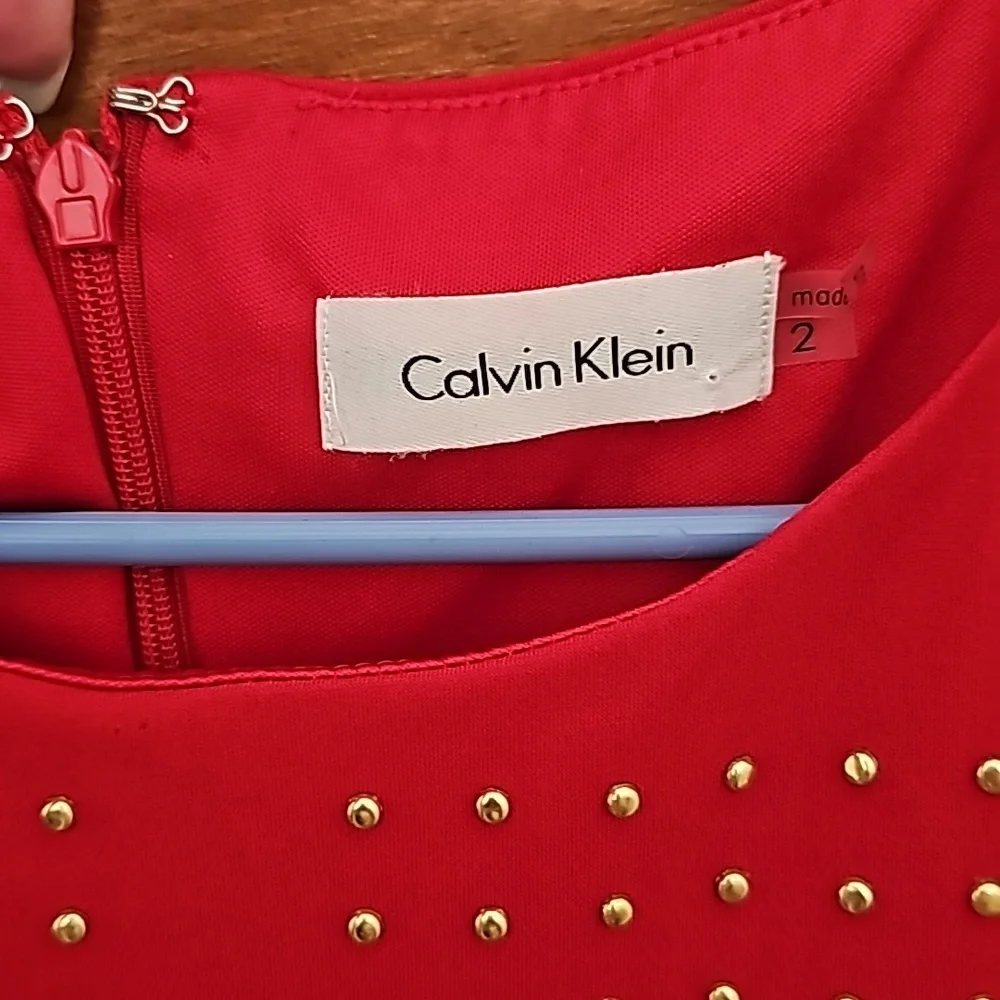 NWOT Calvin Klein Womans Size 2 stunning Red dress with embellishments. - Picture 2 of 8